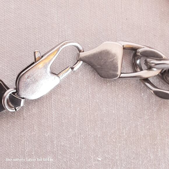 Chunky Curb Chain Bracelet Silver Tone Lobster Claw - Picture 6 of 10